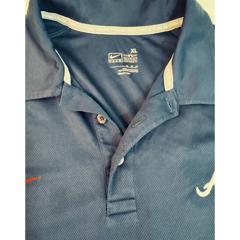 Nike Dri-FIT Atlanta Braves Men Polo Shirt XL Navy Blue MLB Short Sleeve